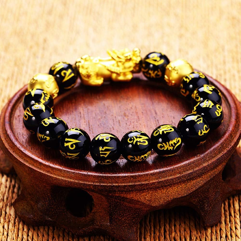 Feng Shui Wealth & Luck Pixiu/Piyao Obsidian Bracelet